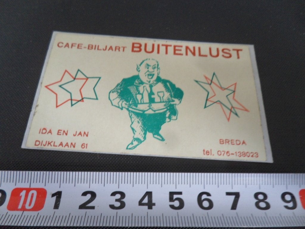 sticker breda café biljart BUITENLUST ida en jan dijlaan 61, Ophalen of Verzenden, Zo goed als nieuw
