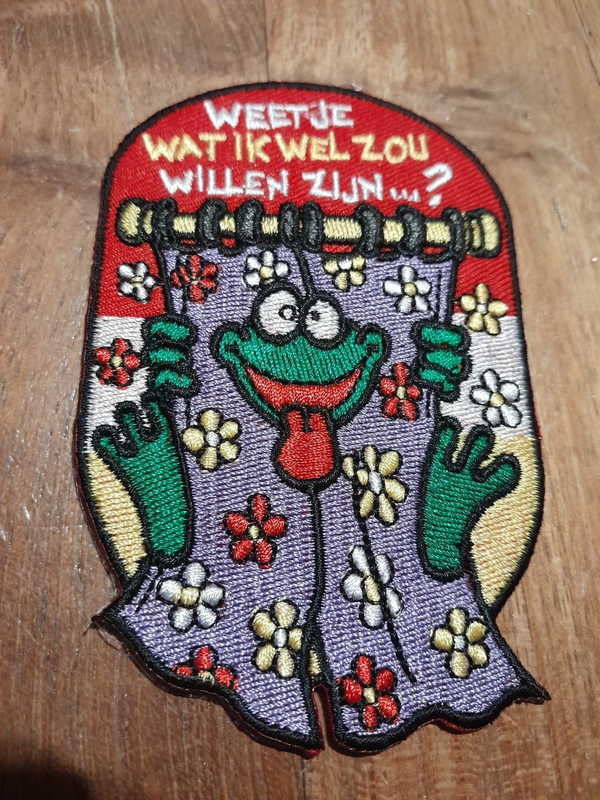Vintage Kikker Patch - Weetje wat ik wel zou willen zijn?, Ophalen of Verzenden, Gebruikt, Sticker