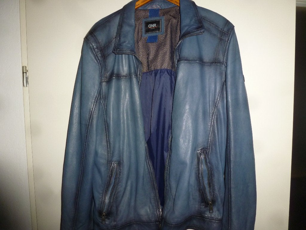 leren jas, Blauw, Maat 56/58 (XL), Ophalen of Verzenden, Dna