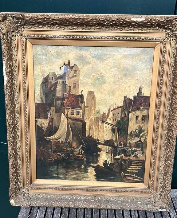 Schilderij, gehavend, Antiek en Kunst, Kunst | Schilderijen | Klassiek, Ophalen