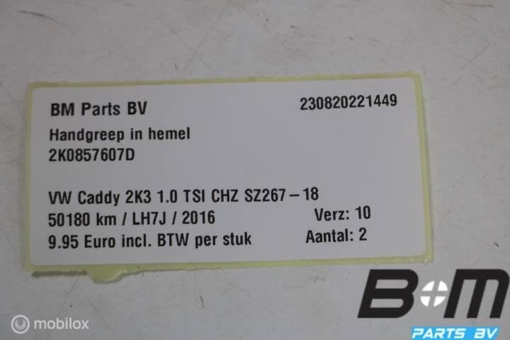 Handgreep in hemel VW Caddy 2k3 2016 2K0857607D, Auto-onderdelen, Gebruikt