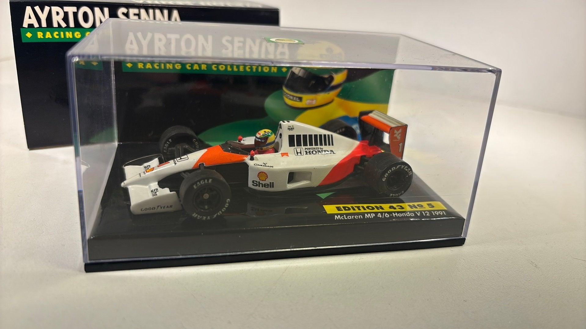 McLaren mp4/6 honda v12 ayrton senna 1991 minichamps 1.43, Hobby en Vrije tijd, Modelauto's | 1:43, Auto, Ophalen of Verzenden