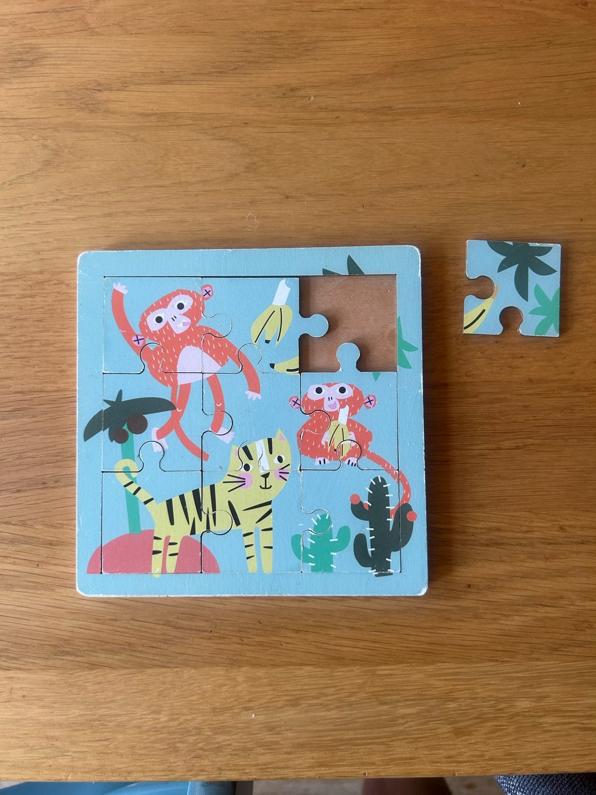 Houten Dieren Puzzel voor Kinderen - Jungle Thema, Ophalen, 2 tot 4 jaar, Gebruikt, 10 tot 50 stukjes