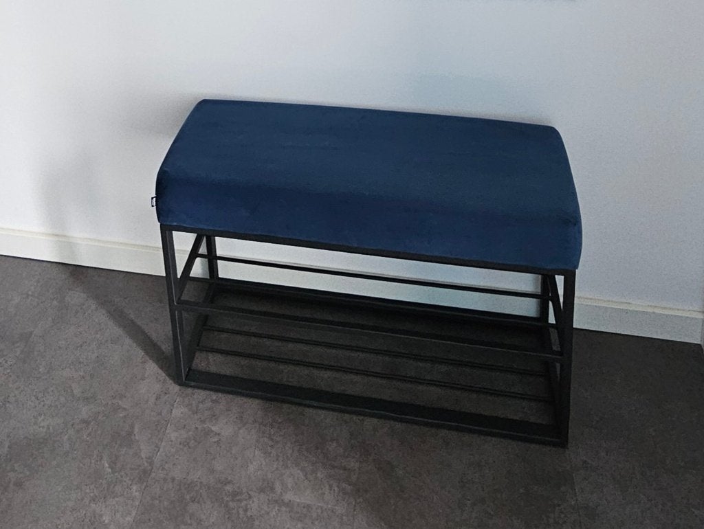 Schoenenrek Schoenenbank blauw Velvet Dami Living 80x52x30cm, Ophalen of Verzenden, Nieuw
