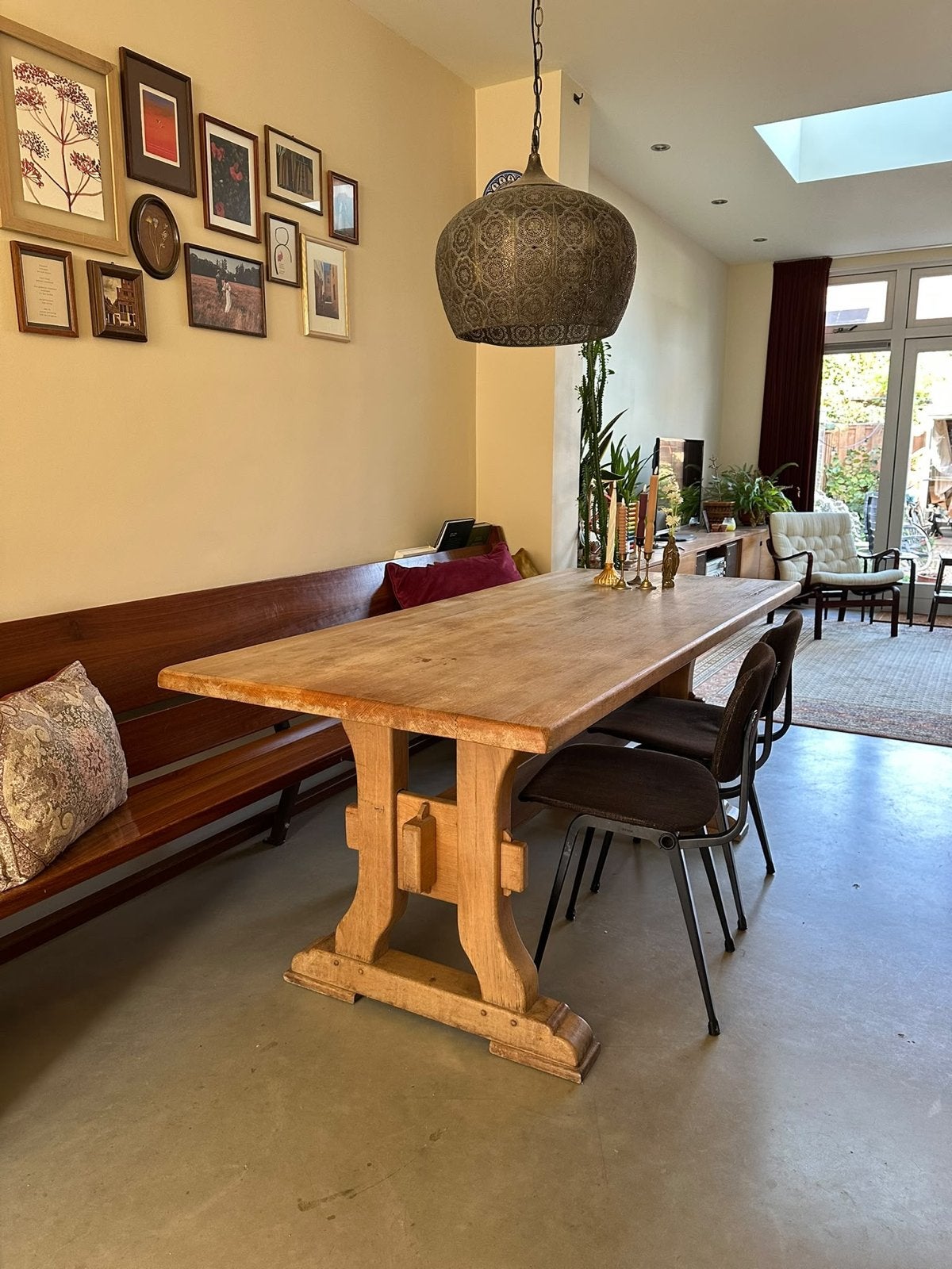 Robuuste eikenhouten eettafel/kloostertafel, Ophalen, Gebruikt, Eikenhout, 50 tot 100 cm