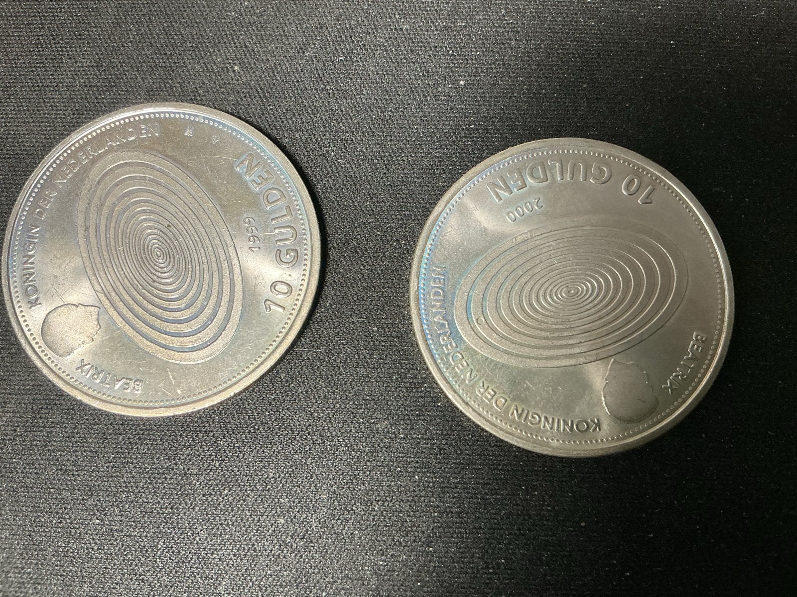 2 Zilveren Millenium 10 Gulden munten (1999 & 2000), Ophalen, Setje, Koningin Beatrix, Zilver