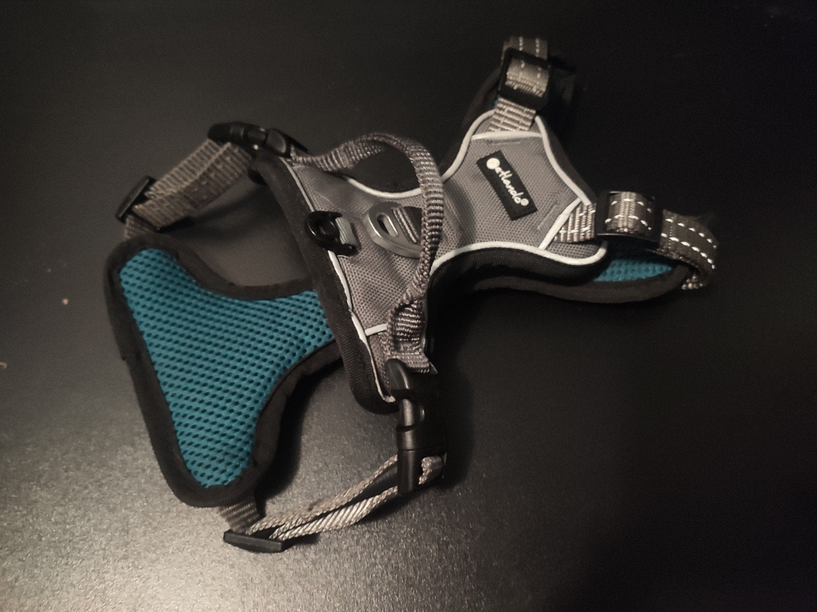 Petlando hondentuig / harnas grijs en turquoise petrol blauw, Ophalen of Verzenden, Zo goed als nieuw, Halsband