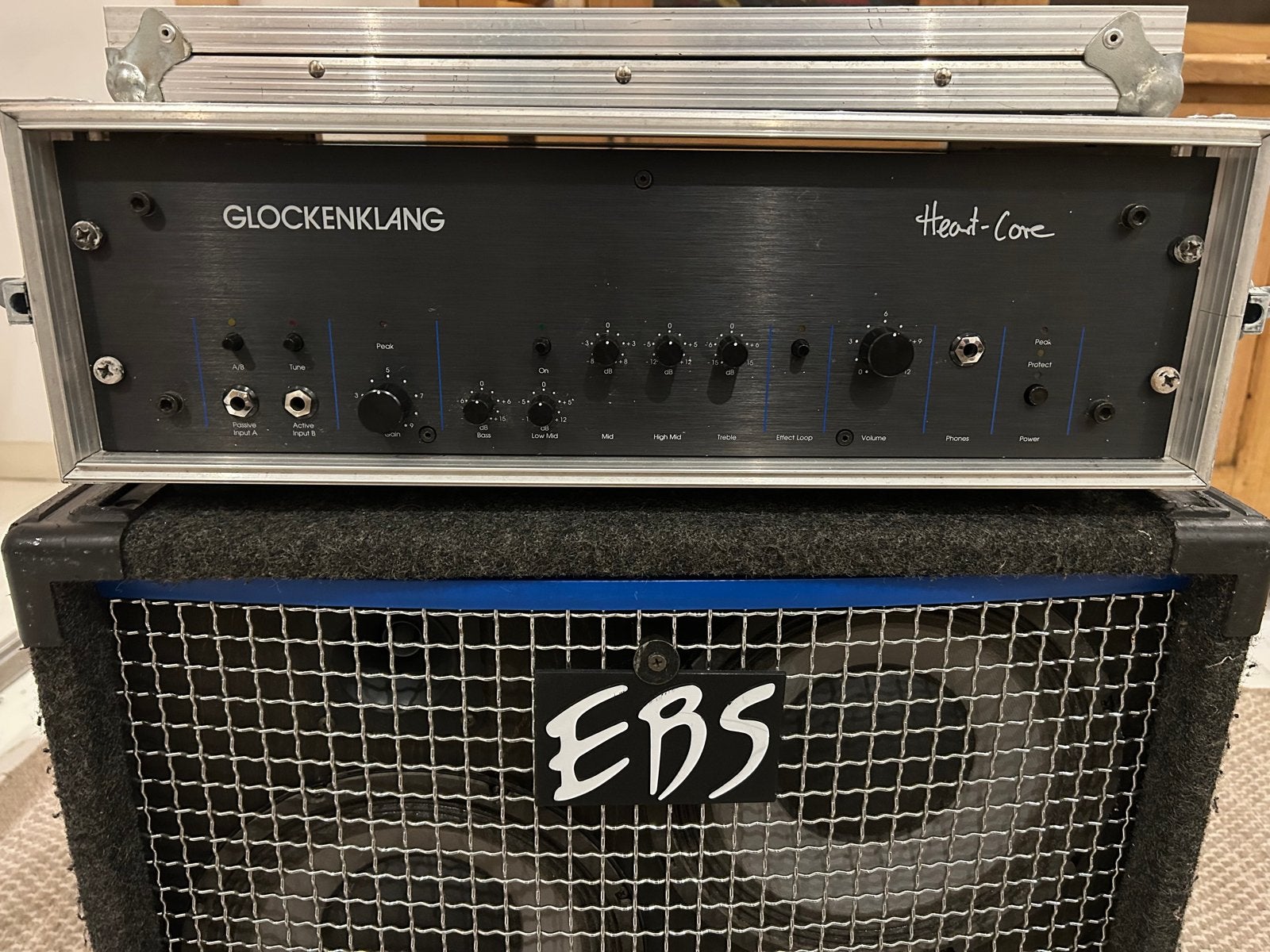 Glockenklang Heart-Core basversterker 400W & EBS speaker, Ophalen, Gebruikt, Basgitaar, 100 watt of meer
