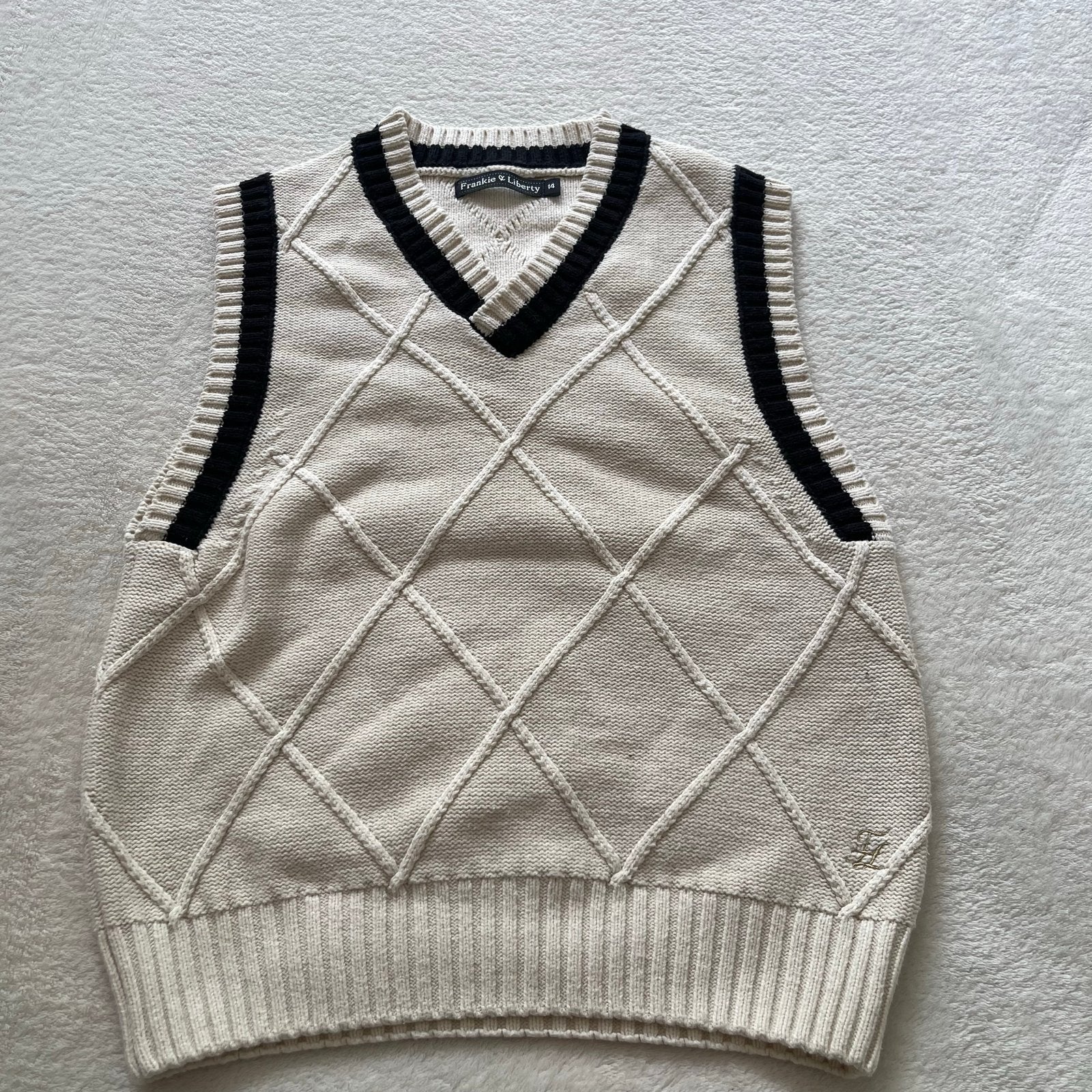 Frankie & Liberty Argyle Trui Vest - Maat 14, Ophalen of Verzenden, Zo goed als nieuw, Maat 46/48 (XL) of groter, Beige