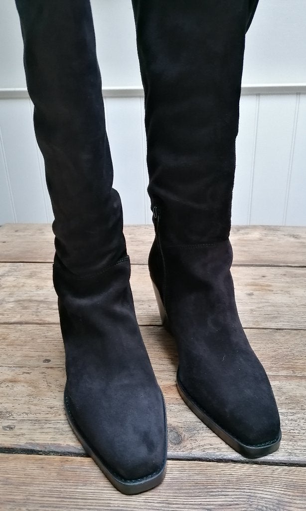 VIA VAI Zwart suede hoge laarzen Maat 38...Nieuw!, Via Vai, Hoge laarzen, Verzenden, Zwart
