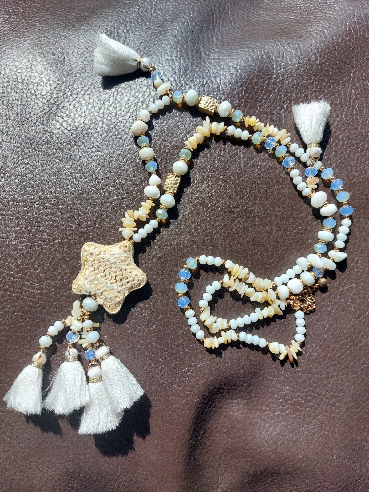 XL-halsketting met ster en kwastjes, Ibiza hippie-bohostijl,, Ophalen of Verzenden
