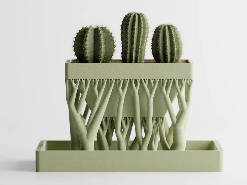 Stijlvolle Kunststof Bloempot met Uniek Design, Kunststof, Z, Ophalen of Verzenden, Rechthoekig