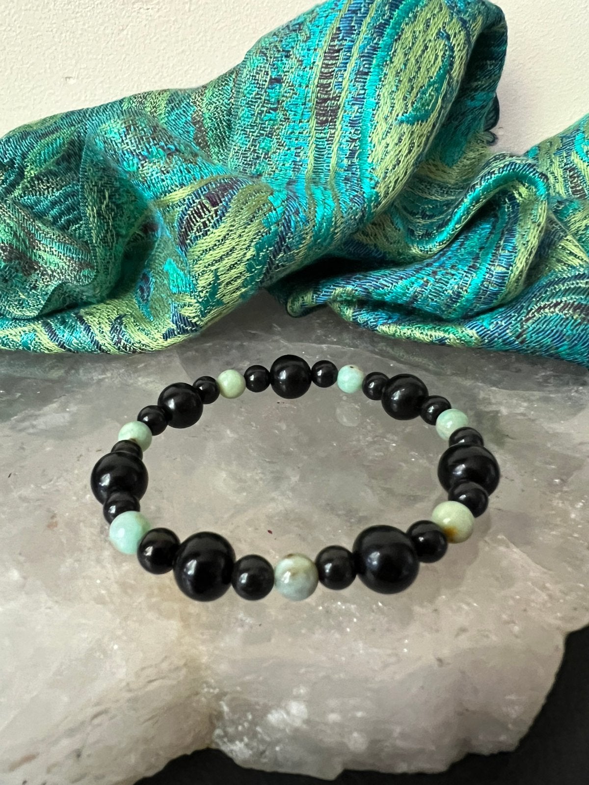 Chrysocolla git jet beschermt aura straling zuivert uniek, Met bedels of kralen, Magnolia11, Nieuw, Ophalen of Verzenden