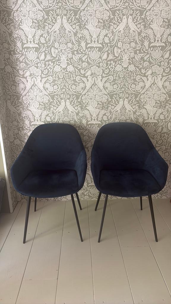 2 velvet stoelen petrol kleur, Huis en Inrichting, Stoelen, Ophalen of Verzenden, Zo goed als nieuw, Overige kleuren, Twee