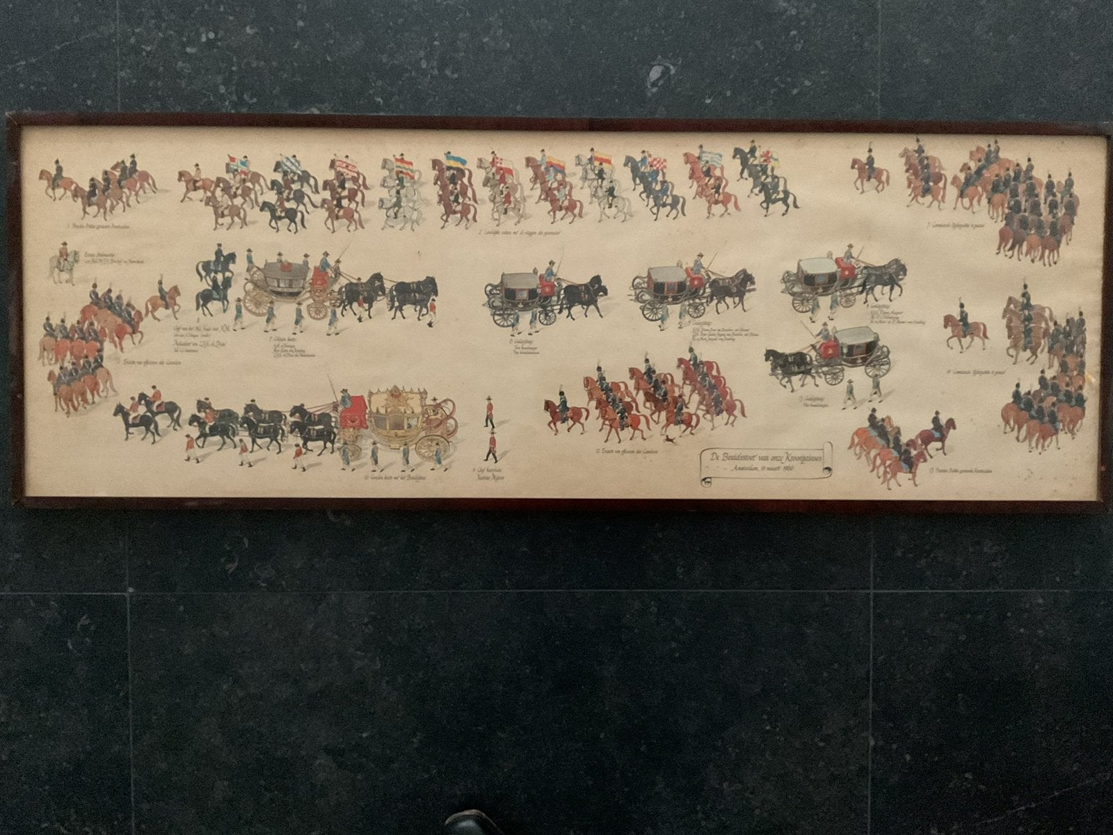Litho bruidsstoet prinses Beatrix en Claus, Ophalen, Gebruikt, Nederland, Kaart, Foto of Prent
