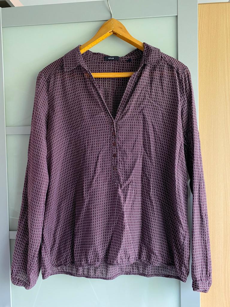 OPUS blouse bordeaux wit maat 40, Ophalen of Verzenden, Gedragen, Maat 38/40 (M), Overige kleuren