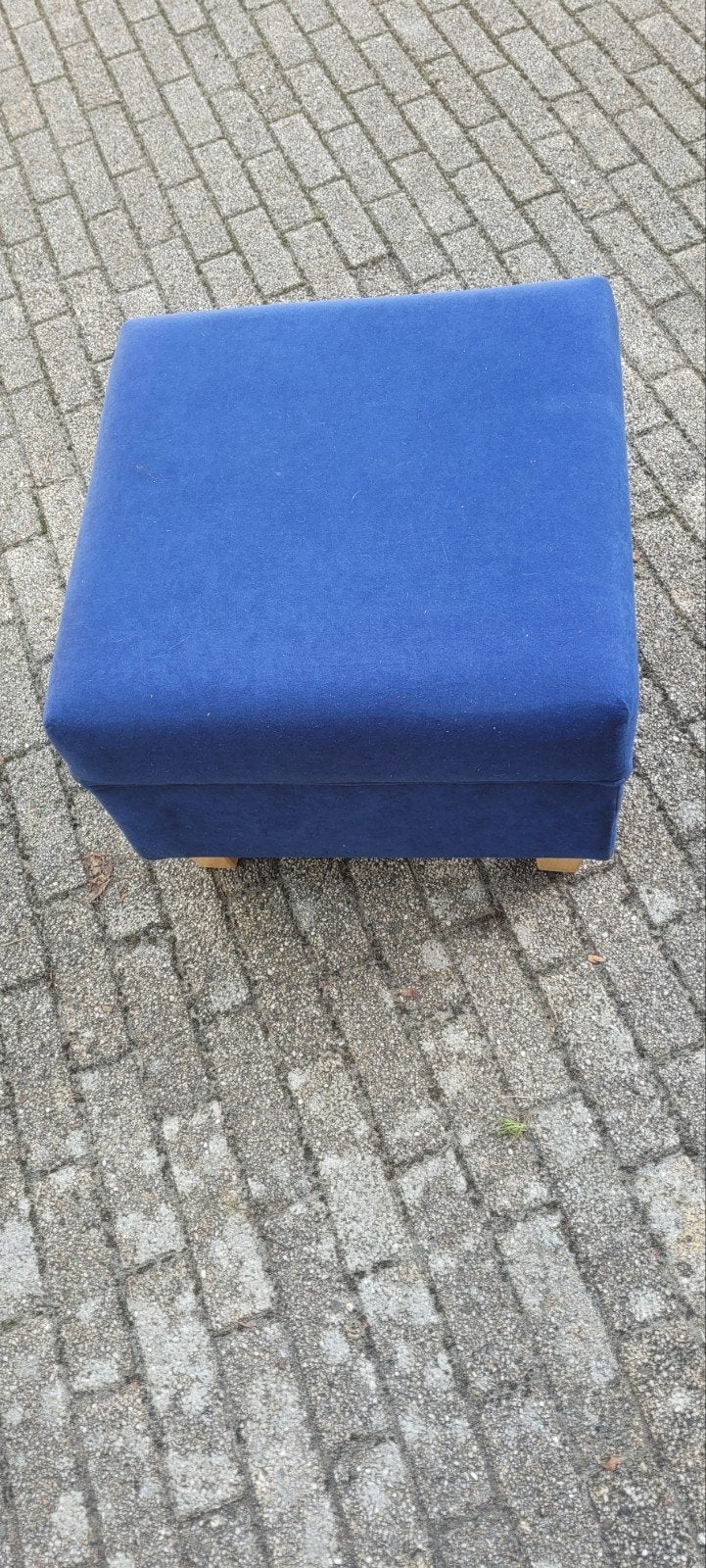 poef blauw met vierkante poten te koop, Minder dan 50 cm, Gebruikt, Vierkant, Minder dan 50 cm
