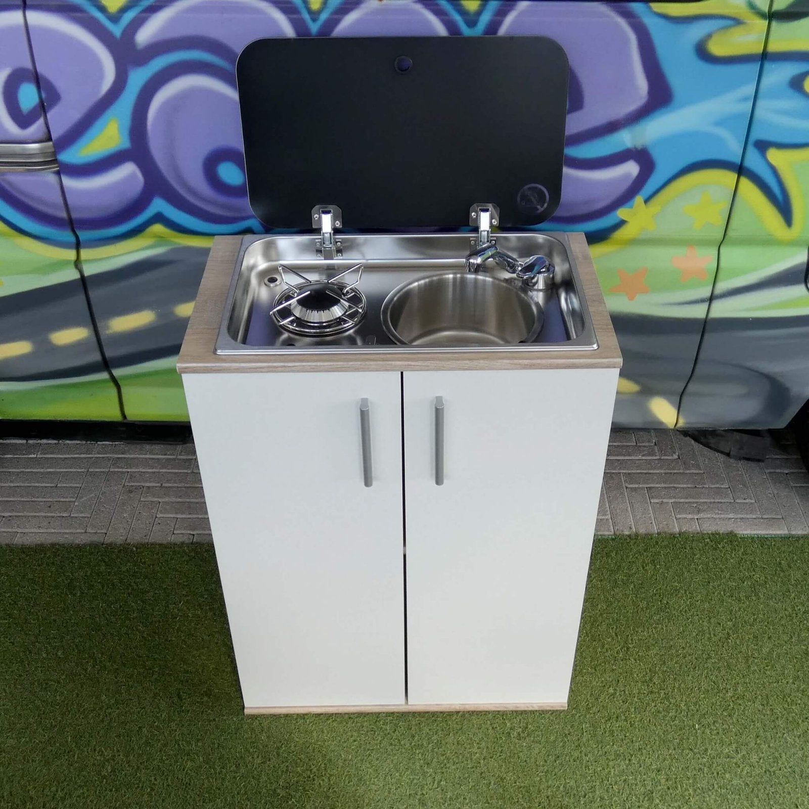 Compacte camperkeuken incl 1 pits kook- spoelcombinatie, Caravans en Kamperen, Ophalen, Zie website, Nieuw, Zie webshop