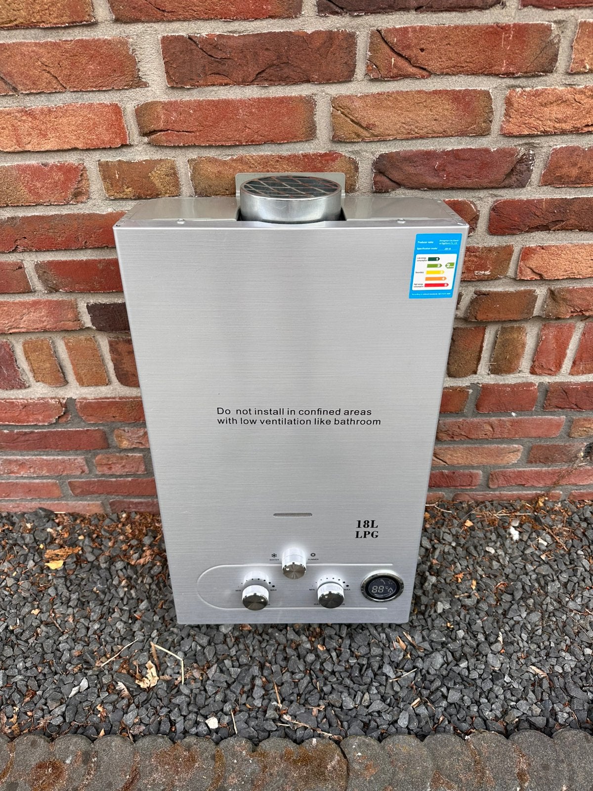 18L Geiser Butaan Propaan LPG - Batterijgevoed Geen Waakvlam, Ophalen, Zo goed als nieuw, Minder dan 20 liter, Propaan of Butaan