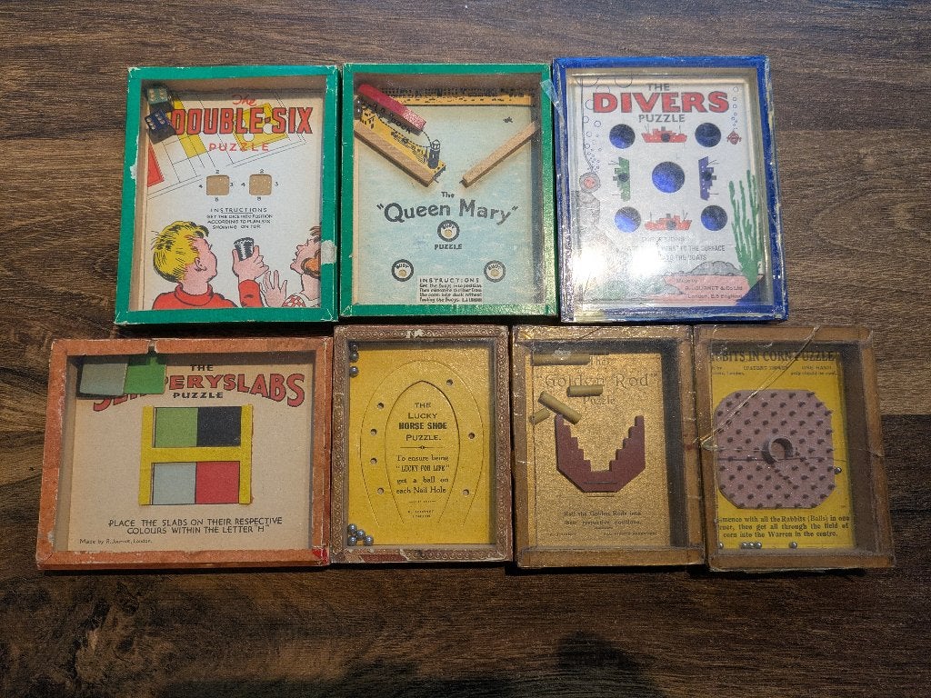 7x antieke / oude Geduldspelletjes jaren - jaren 20 tm 50, Ophalen of Verzenden