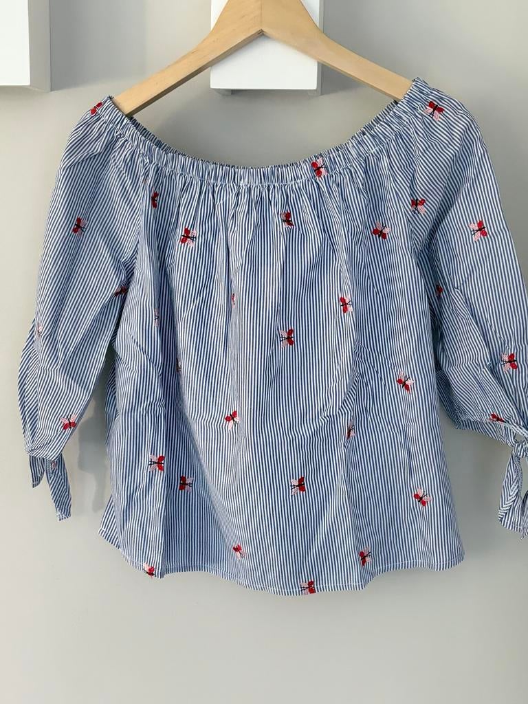 Aaiko off-shoulder top met strepen en vlinders - Maat S, Ophalen of Verzenden, Zo goed als nieuw, Maat 36 (S), Blauw