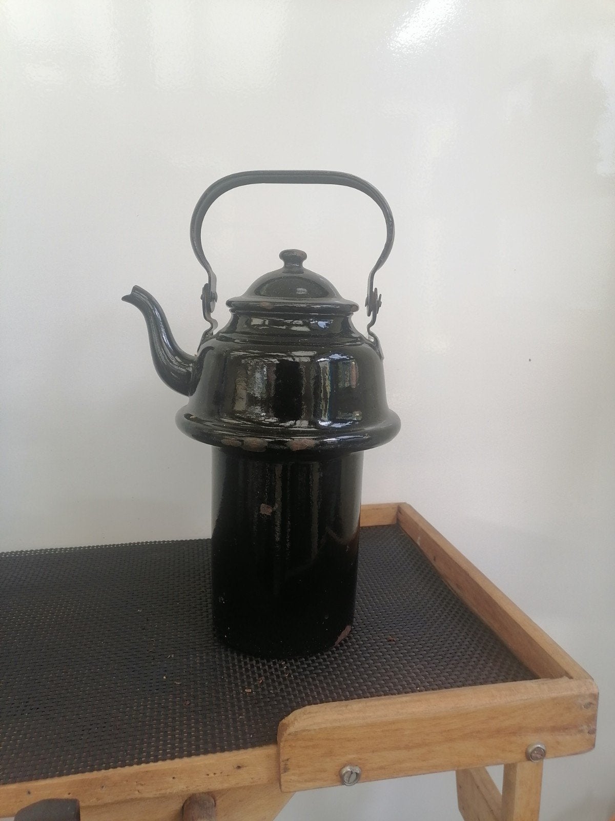 Vintage Zakketel - Zwart Geëmailleerd, Ophalen of Verzenden