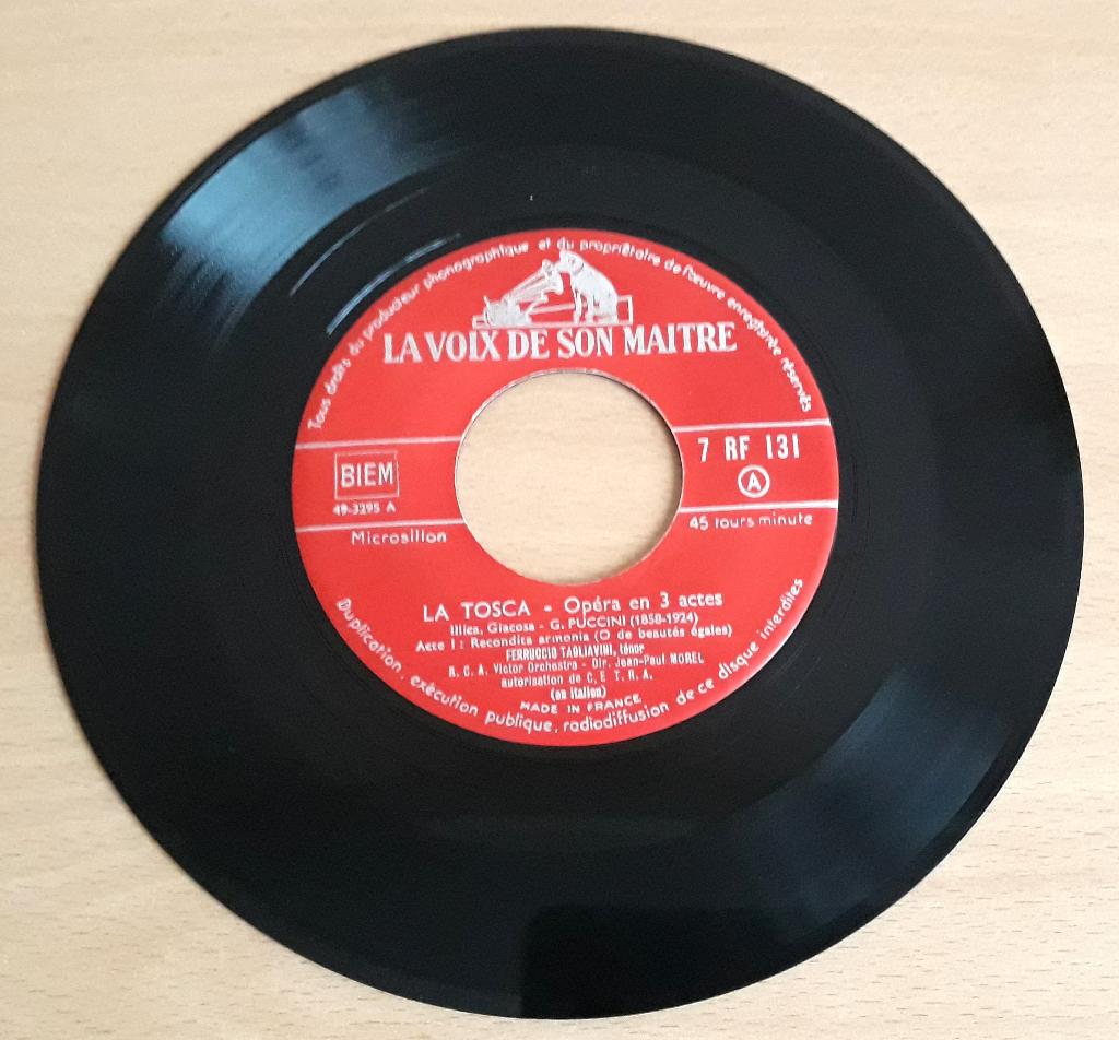 LA VOIX DE SON MAITRE 7 RF 131-LA TOSCA/Ferruccio TAGLIAVINI, Opera of Operette, 7 inch, Ophalen of Verzenden, Zo goed als nieuw
