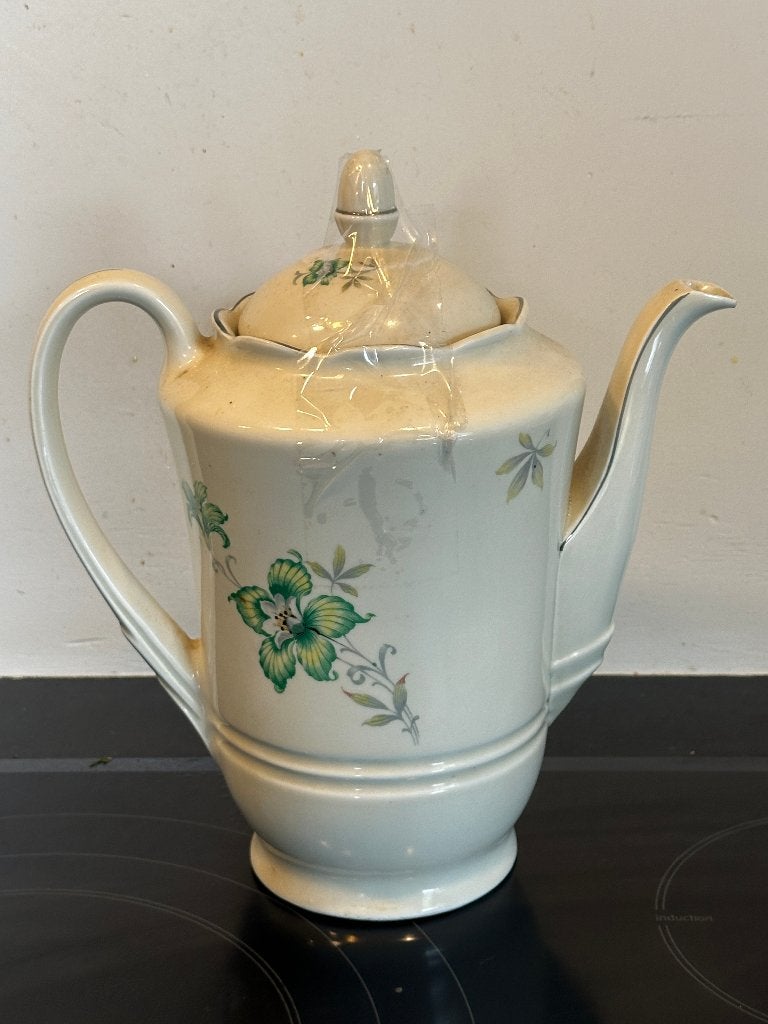 Prachtige Vintage Mosa Maastricht Koffiepot Groene Bloem, Ophalen