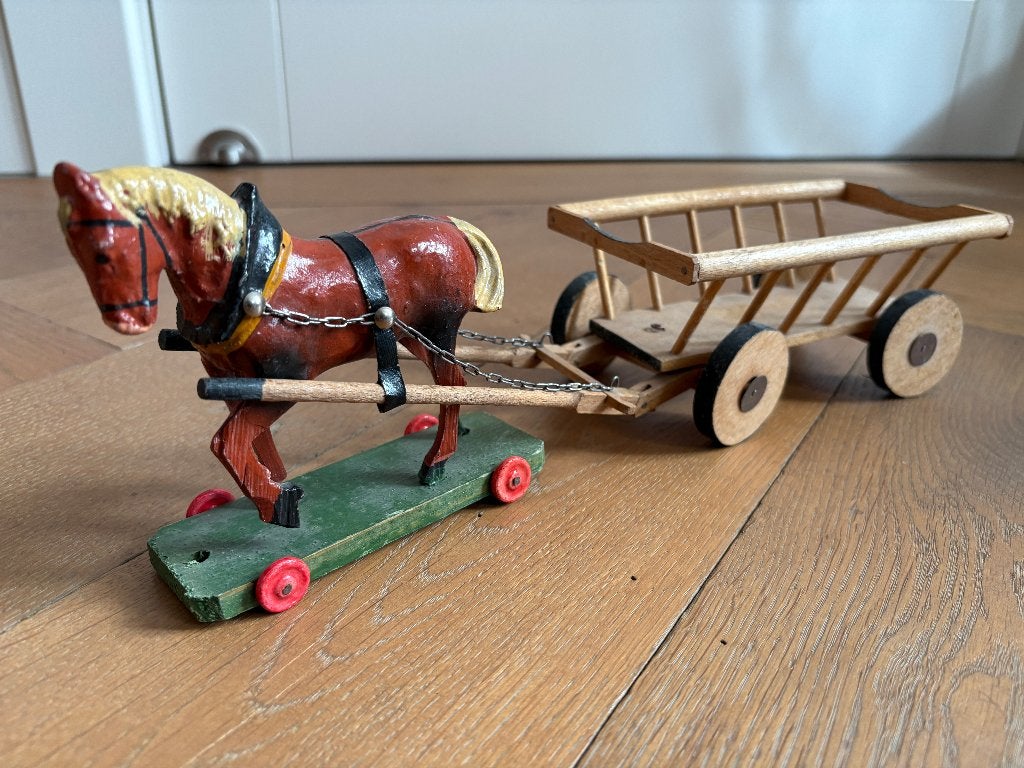 Paard met kar, Antiek en Kunst, Ophalen of Verzenden