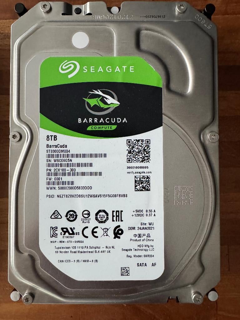 Seagate 8TB Barracuda Compute ST8000DM004, Computers en Software, Harde schijven, Intern, Ophalen of Verzenden, Desktop, Seagate.