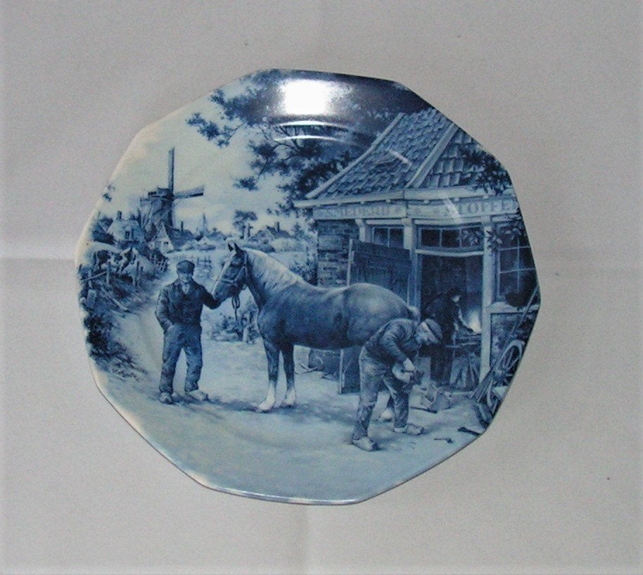 Delfts Blauw Wandbord de Hoefsmid, Ophalen of Verzenden