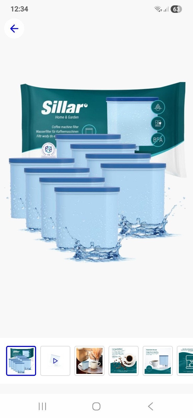 SILLAR Waterfilter voor Philips Saeco 7 stuks, Nieuw, Ophalen of Verzenden, Philips, Waterfilter