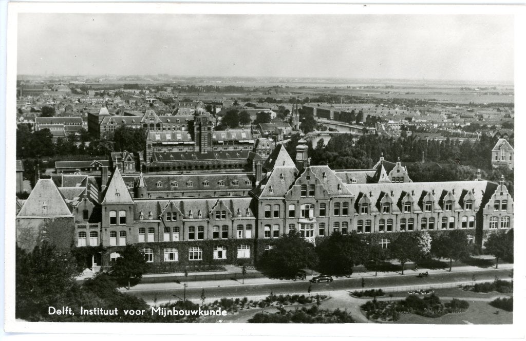 Fotokaart Delft – Instituut voor Mijnbouwkunde – ca. 1950, Verzamelen, Ophalen of Verzenden, 1940 tot 1960, Ongelopen, Zuid-Holland