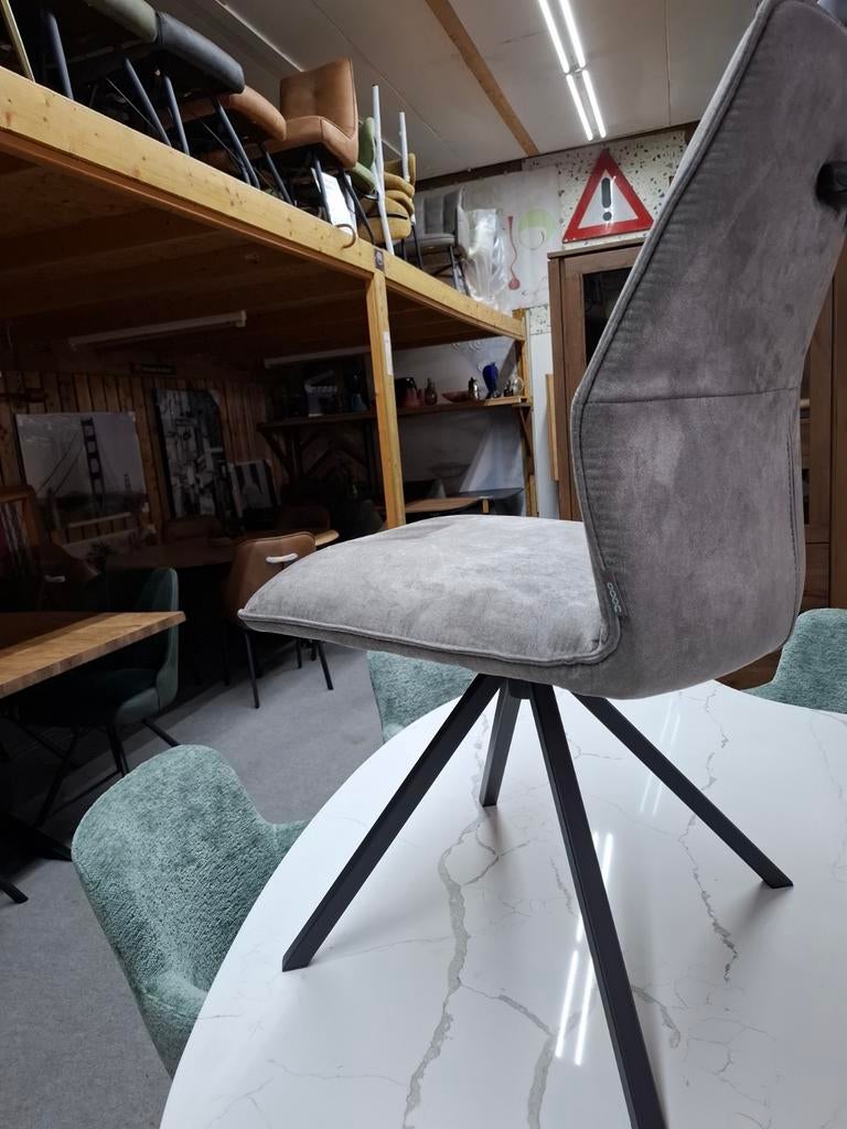 8 Nieuwe stoelen, charcoal+zwart frame en greep, FrankyXooon, Ophalen, Nieuw, Stof, Grijs