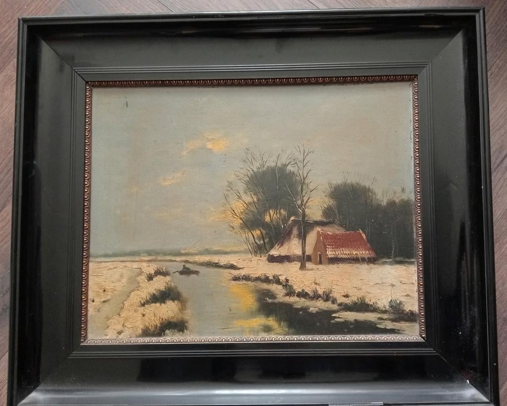 Landschap Hollandse/Haagse School verf op paneel, Ophalen of Verzenden