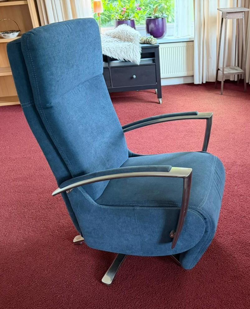 Relaxstoel blauw, Ophalen of Verzenden, Gebruikt, Minder dan 75 cm, 50 tot 75 cm