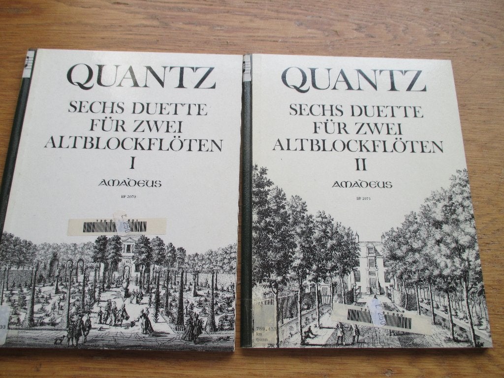 Quantz: Zes Duetten voor Twee Altblokfluiten (Deel I & II), Muziek en Instrumenten, Gebruikt, Klassiek, Ophalen of Verzenden, Blokfluit
