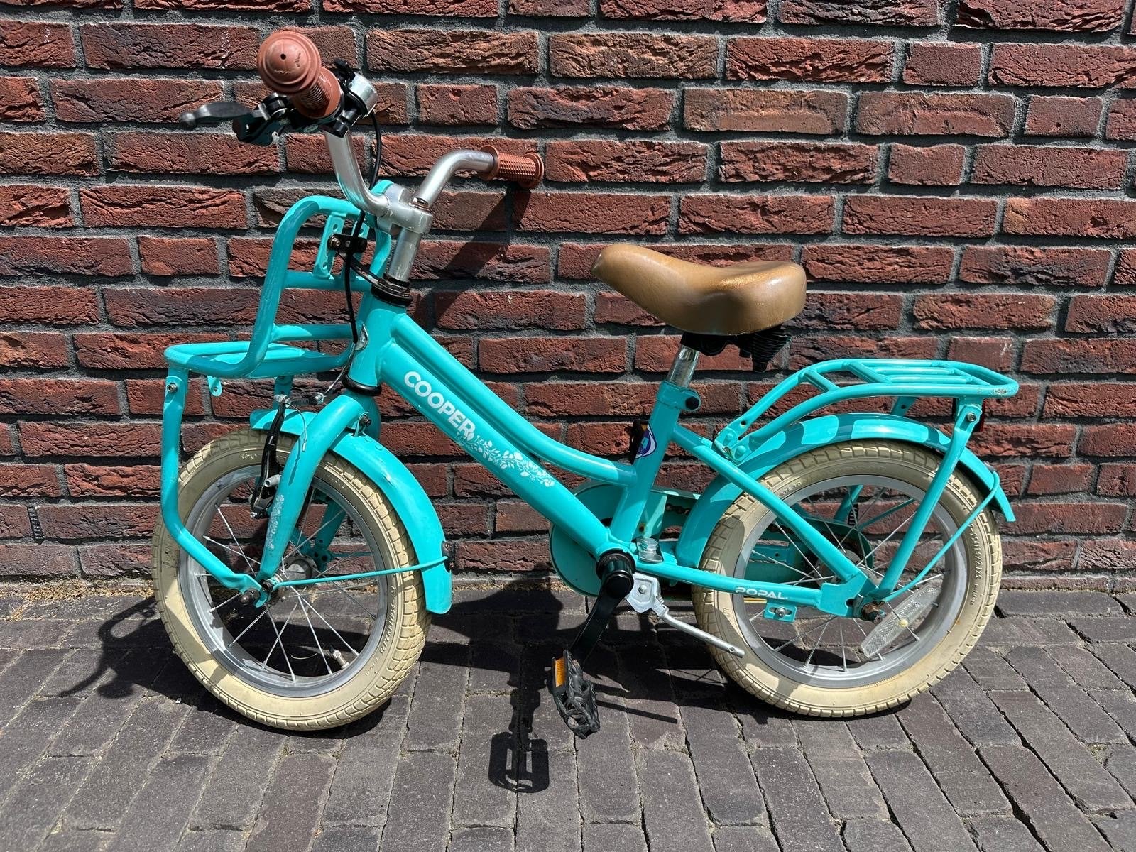Popal Cooper kinderfiets 14 inch, Ophalen, Zijwieltjes, Gebruikt, Velgrem