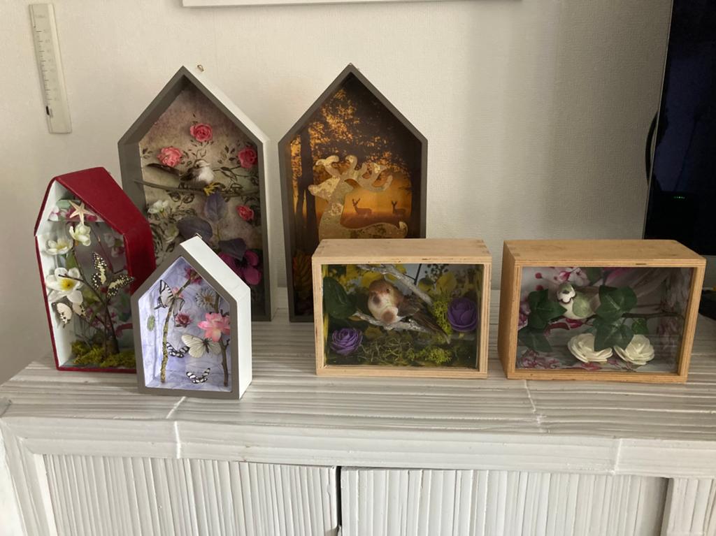 Handgemaakte huisjesmodel schilderijtjes 6st., Hobby en Vrije tijd, Schilderen, Ophalen of Verzenden, Nieuw, Overige typen