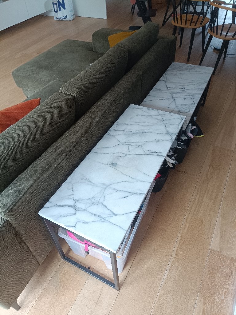 Marmeren salontafel van echt marmer, Huis en Inrichting, Tafels | Salontafels, Ophalen, Overige materialen, Minder dan 50 cm, Marmer