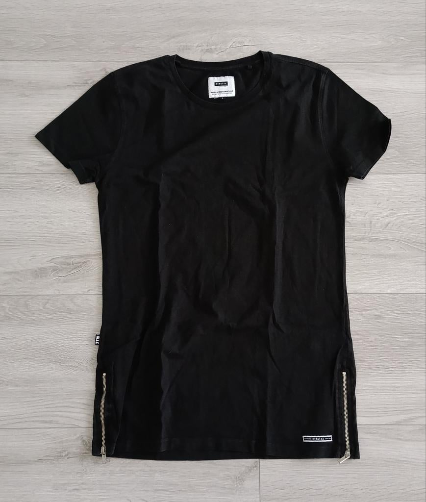 Heel apart zwart T-shirt met 2 ritsen RVRSTXX maat L, Ophalen of Verzenden, Zo goed als nieuw, Zwart, Korte mouw