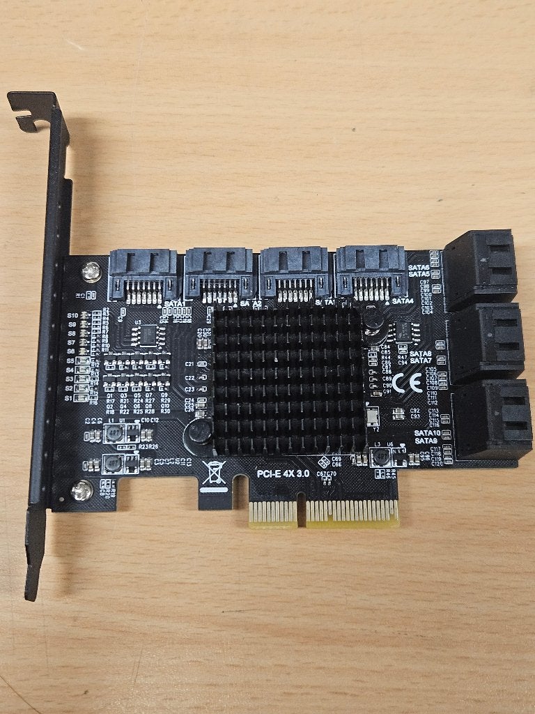 SATA 10 Port PCIe 4x 3.0 SATA Uitbreidingskaart, Intern, SATA, Ophalen of Verzenden, Zo goed als nieuw