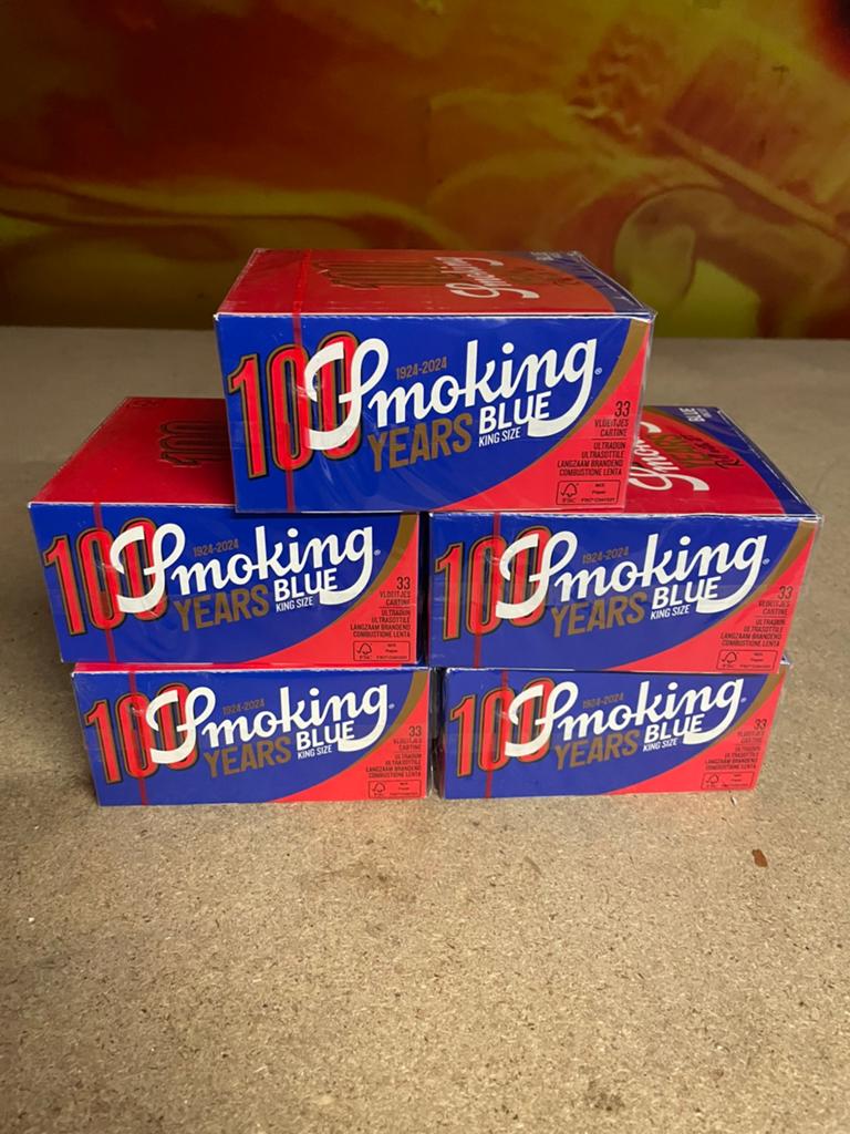 Partij lange vloei smoking blauw blue 5 doosje a 250 pakjes, Verzamelen, Rookartikelen, Aanstekers en Luciferdoosjes, Ophalen of Verzenden