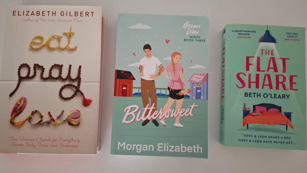 Boekenpakket: The Flatshare, Bittersweet, Eat Pray Love, Boeken, Ophalen of Verzenden, Gelezen, Beth O'Leary, Morgan Elizabeth, Elizabeth Gilbert