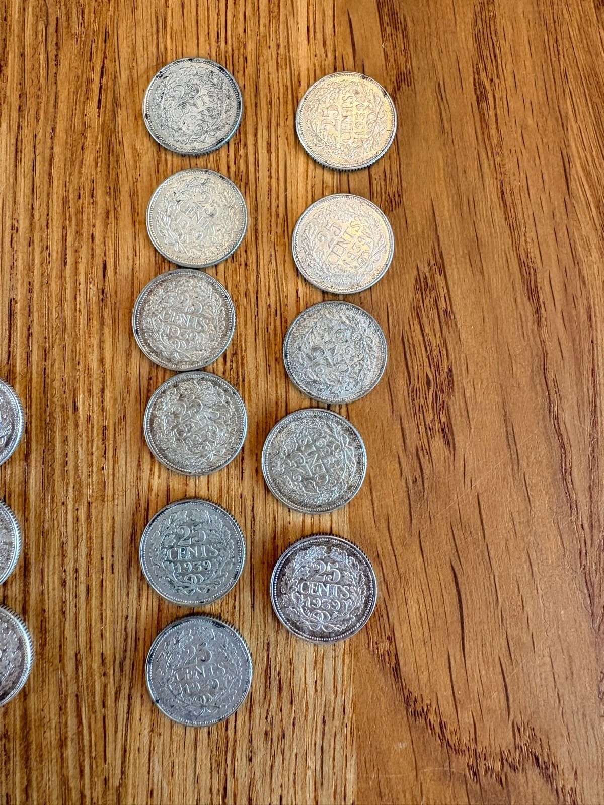 Verzameling Nederlandse 25 Cents munten (1939-1941), Postzegels en Munten, Zilver, 25 cent, Ophalen of Verzenden, Koningin Wilhelmina