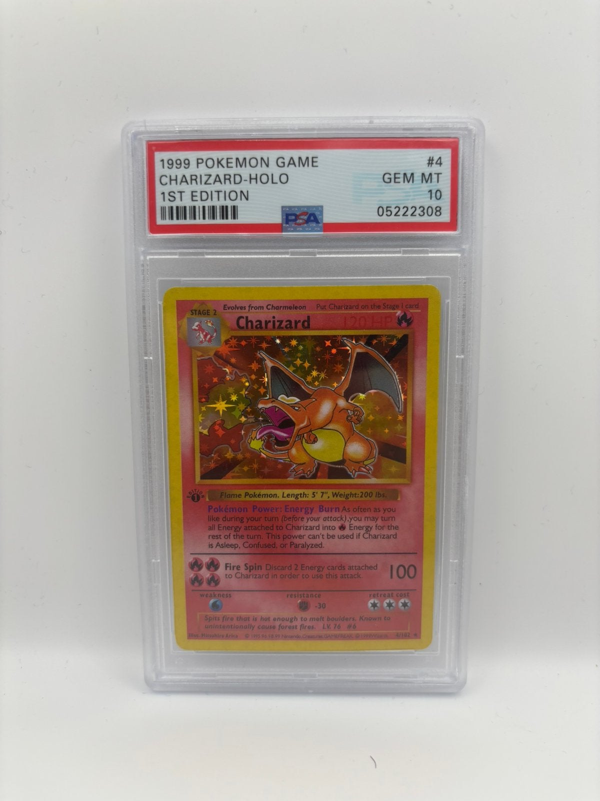 PSA 10 Charizard Holo 1st Edition #4 – Replica – Pokémon, Ophalen of Verzenden, Nieuw, Losse kaart