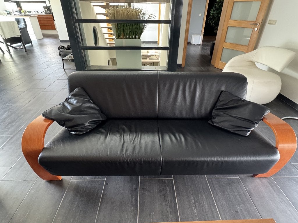 Leren bank, Huis en Inrichting, Banken | Bankstellen, Ophalen, Gebruikt, Overige maten, 150 tot 200 cm