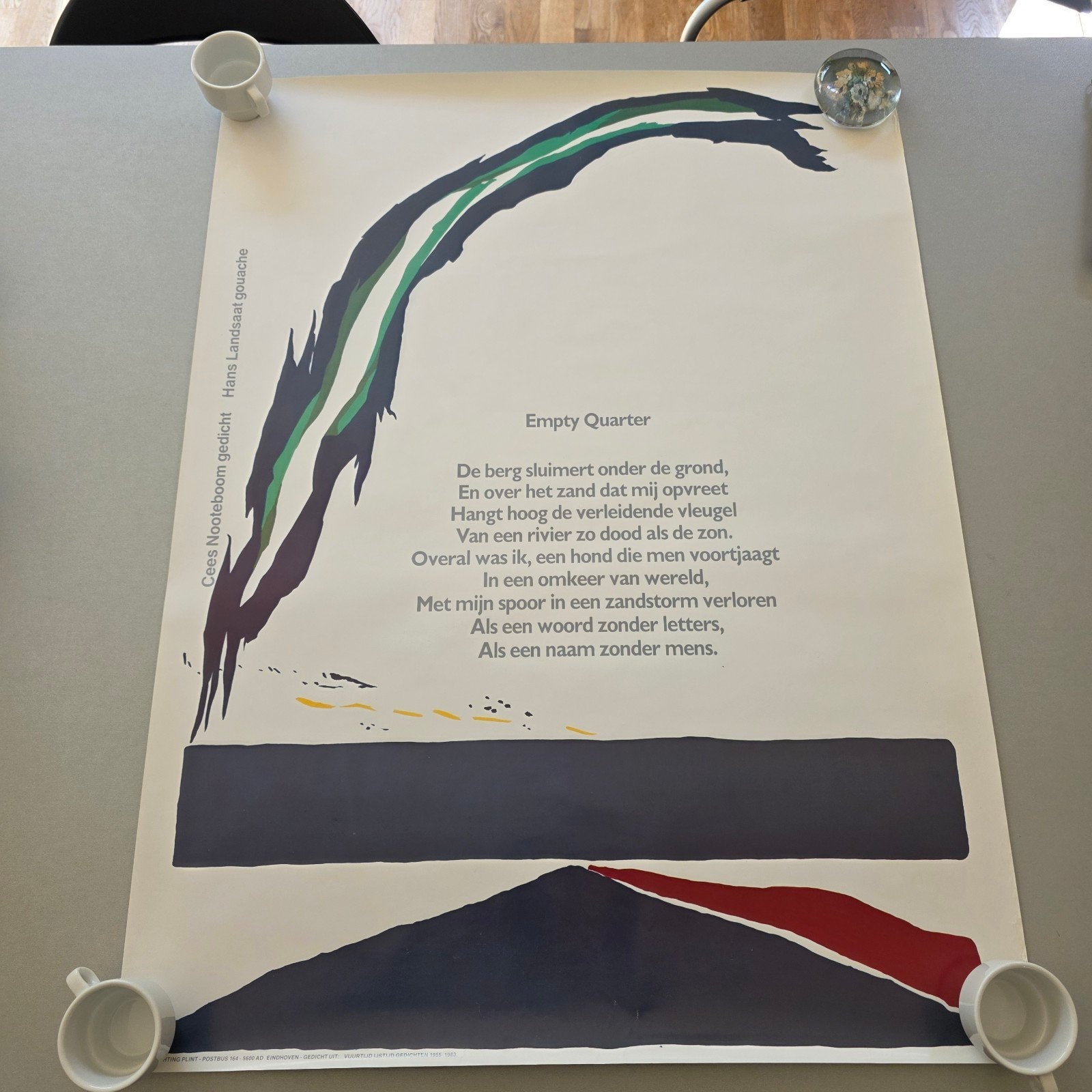 Plint Vintage Poster: Cees Nooteboom gedicht 'Empty Quarter', Boeken, Ophalen of Verzenden, Gelezen, Cees Nooteboom, Eén auteur
