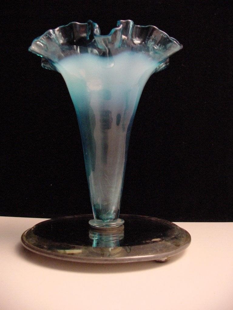 antiek blauw glazen vaasje, Ophalen of Verzenden