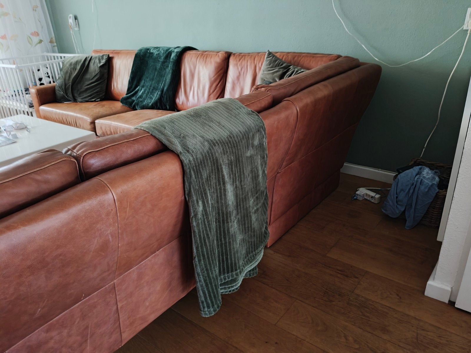 Hoekbank en stoelen, Ophalen, Gebruikt, Leer
